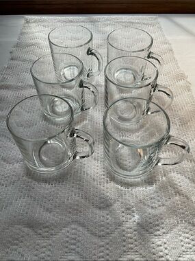 Clear Glass France Cappuccino Coffee Mugs Set of 6